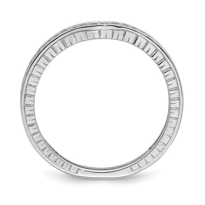 Goldia 14k White Gold Contoured Real Diamond Band Rings