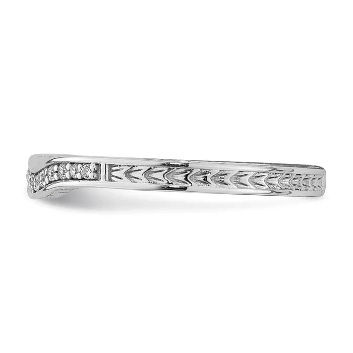 Goldia 14k White Gold Contoured Real Diamond Band Rings