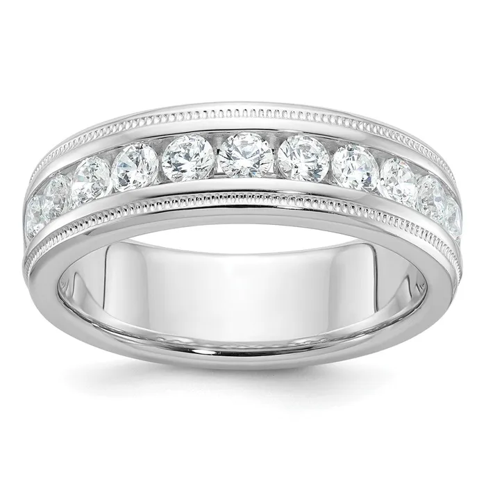 Goldia 14k White Gold Mens Diamond Milgrain Ring Mounting Rings