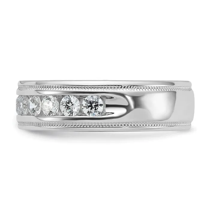 Goldia 14k White Gold Mens Diamond Milgrain Ring Mounting Rings
