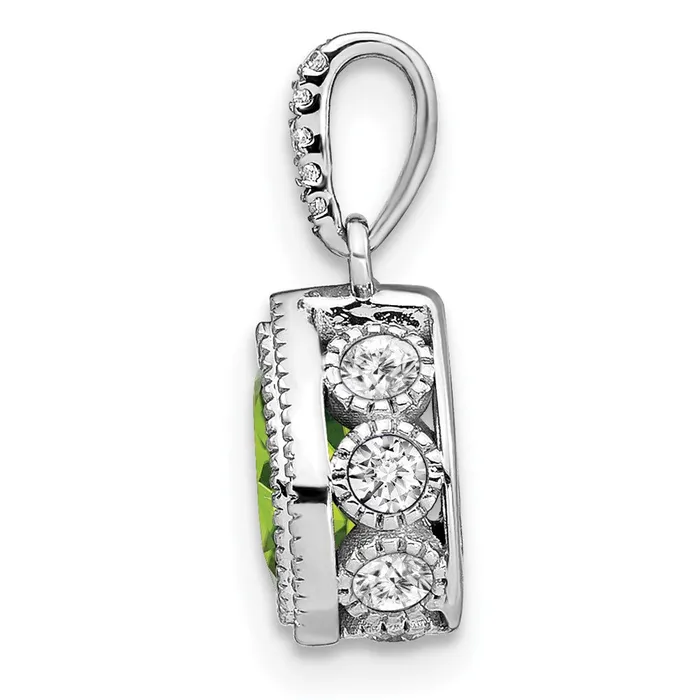 Goldia 14k White Gold Pear Peridot and Real Diamond Pendant Necklaces