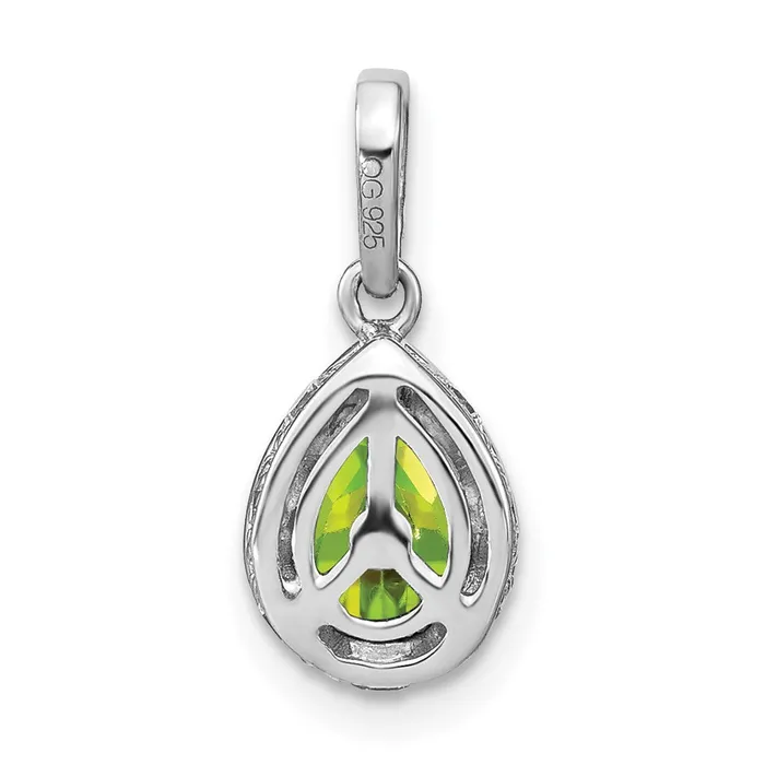 Goldia 14k White Gold Pear Peridot and Real Diamond Pendant Necklaces