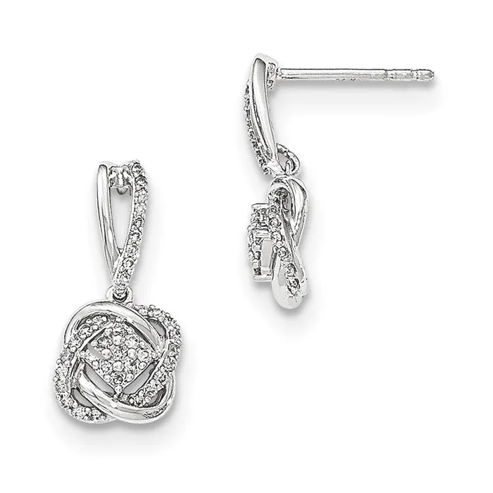 Goldia 14K White Gold Real Diamond Post Dangle Earring Earrings