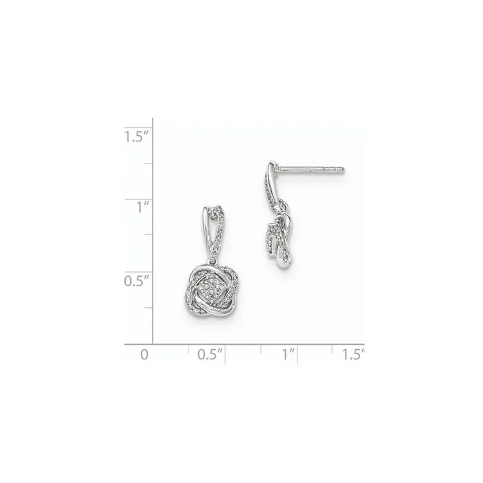 Goldia 14K White Gold Real Diamond Post Dangle Earring Earrings