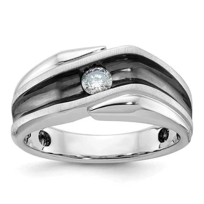 Goldia 14k White Gold with Black Rhodium Mens Satin 15 carat Diamond Complete Ring Rings Goldia 14k White Gold with Black Rhodium Mens Satin 15 carat Diamond Complete Ring Rings
