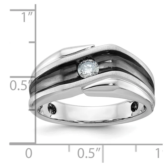 Goldia 14k White Gold with Black Rhodium Mens Satin 15 carat Diamond Complete Ring Rings