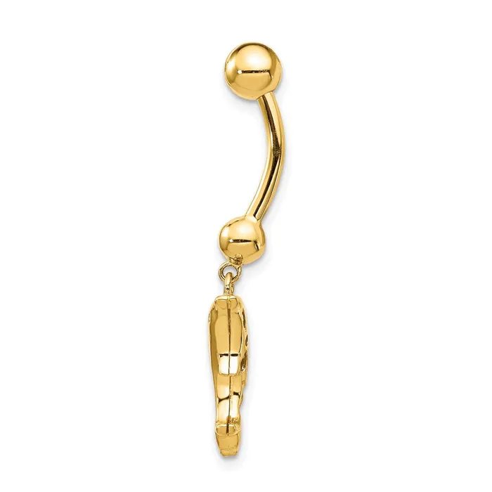 Goldia 14k Yellow Gold 14 Gauge Dolphin Dangle Belly Ring Rings