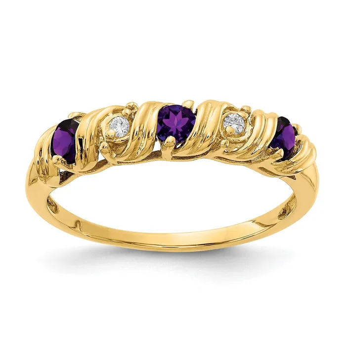 Goldia 14k Yellow Gold 275mm Amethyst AAA Diamond ring Rings