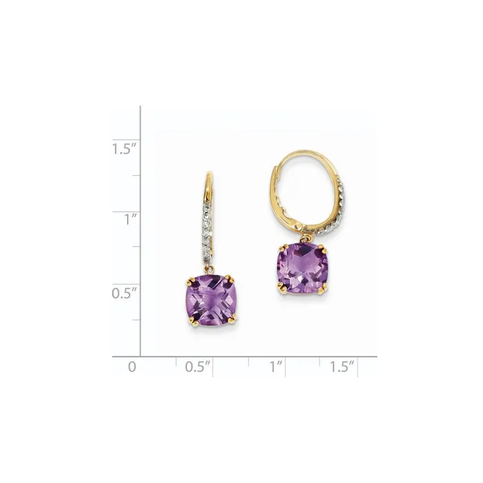 Goldia 14k Yellow Gold Amethyst u0026 Real Diamond Dangle Earrings Earrings