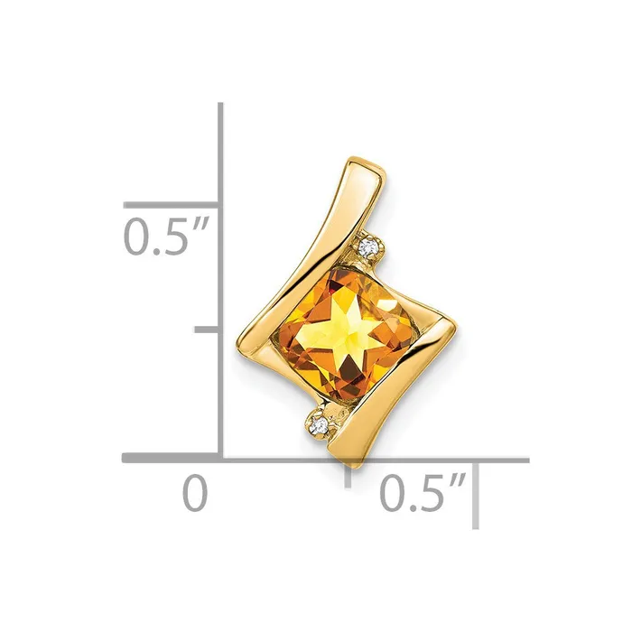 Goldia 14K Yellow Gold Citrine and Real Diamond Pendant Necklaces