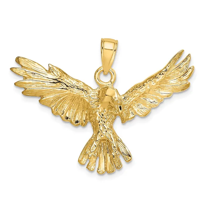 Goldia 14k Yellow Gold Eagle Flying Charm Charm Necklaces