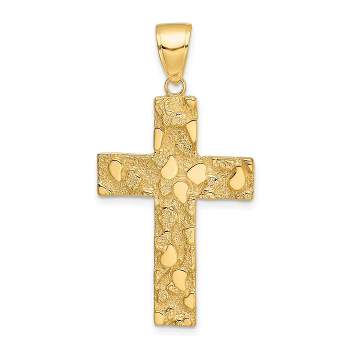 Goldia 14k Yellow Gold PolishedTextured Nugget Style Cross Pendant Necklaces Goldia 14k Yellow Gold PolishedTextured Nugget Style Cross Pendant Necklaces