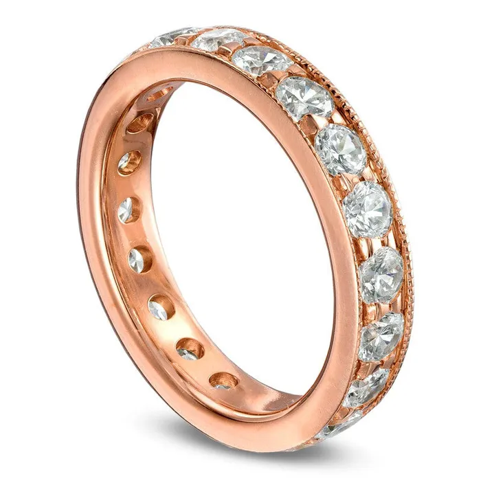 Goldia 20 CT TW Natural Diamond Antique VintageStyle Eternity Wedding Band in Solid 14K Rose Gold Rings Goldia 20 CT TW Natural Diamond Antique VintageStyle Eternity Wedding Band in Solid 14K Rose Gold Rings