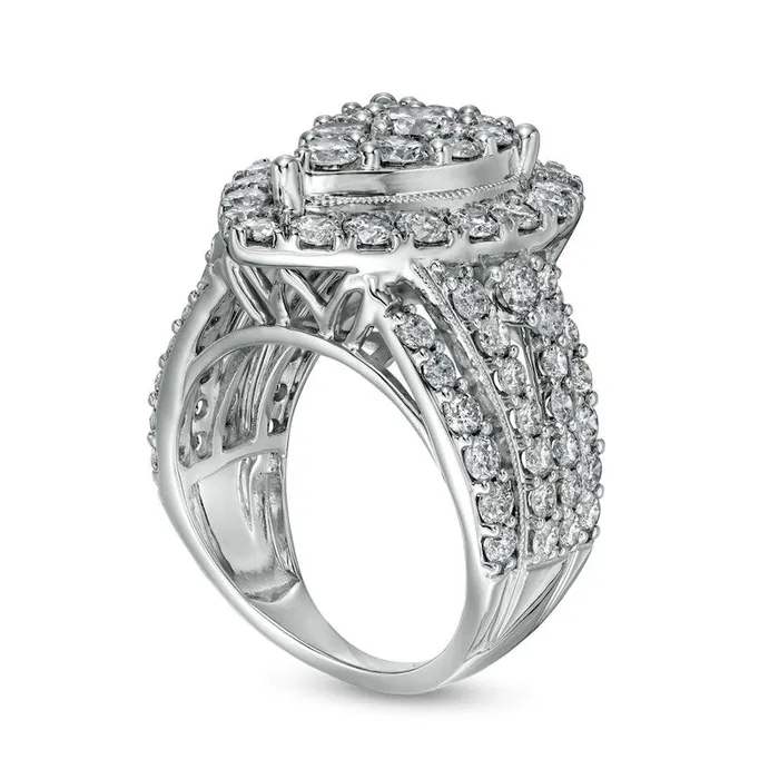Goldia 4 CT TW Composite PearShaped Natural Diamond Frame Antique VintageStyle Engagement Ring in Solid 10K White Gold Rings Goldia 4 CT TW Composite PearShaped Natural Diamond Frame Antique VintageStyle Engagement Ring in Solid 10K White Gold Rings