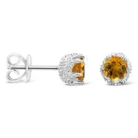 Goldia 60mm Citrine Solitaire Stud Earrings in Sterling Silver Earrings