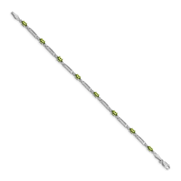 goldiaca Bracelets 14k White Gold Natural Diamond and Peridot Bracelet