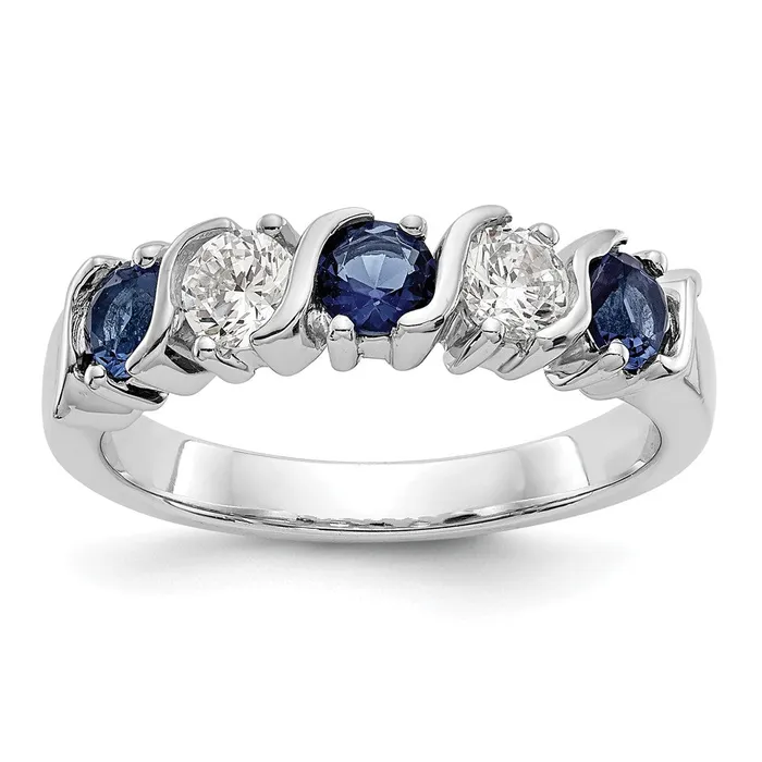 goldiaca Rings 14k White Gold Real Diamond wSapphire Band