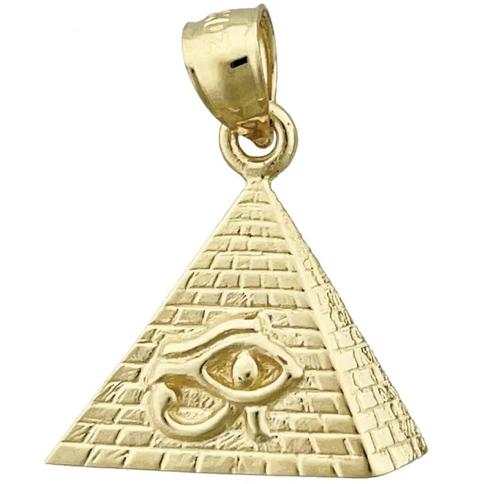 Goldia Charm Necklaces 14K Gold Eye of Horus Egyptian Pyramid Charm