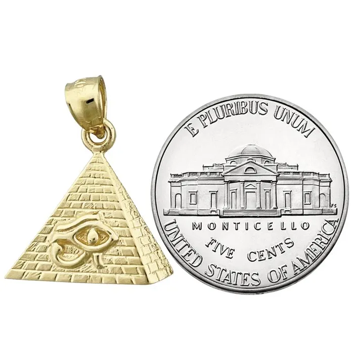 Goldia Charm Necklaces 14K Gold Eye of Horus Egyptian Pyramid Charm