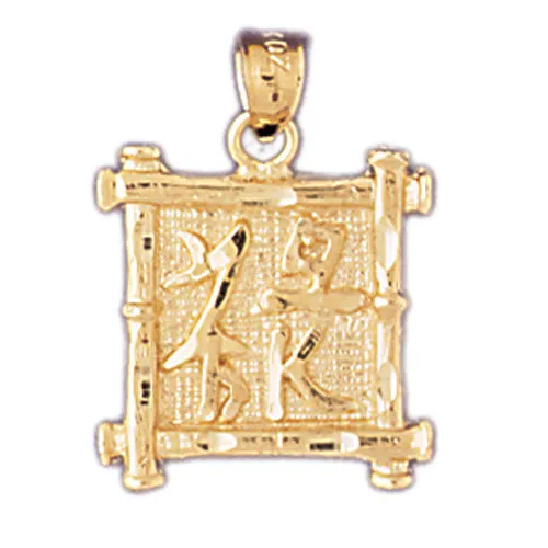 Goldia Charm Necklaces 14K Gold Rich Chinese Symbol Charm