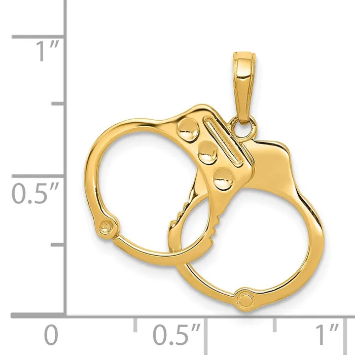 Goldia Charm Necklaces 14k Yellow Gold 2Piece Handcuffs Charm
