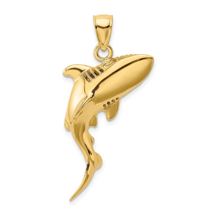 Goldia Charm Necklaces 14k Yellow Gold 3D Polished Shark Charm