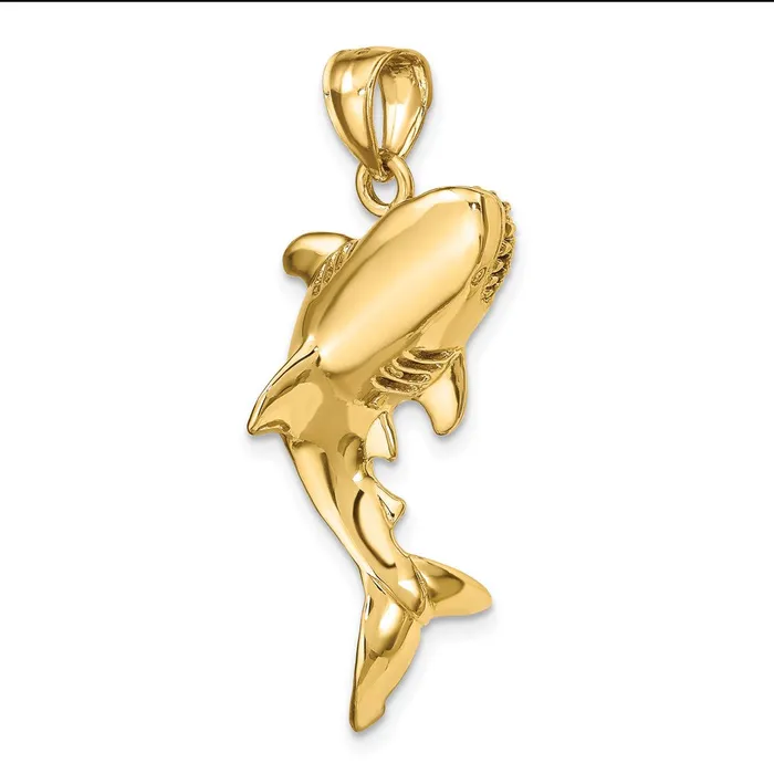 Goldia Charm Necklaces 14k Yellow Gold 3D Polished Shark Charm