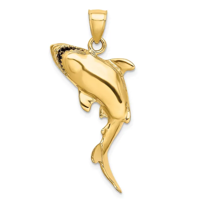 Goldia Charm Necklaces 14k Yellow Gold 3D Polished Shark Charm
