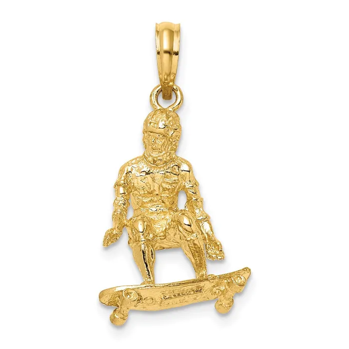 Goldia Charm Necklaces 14k Yellow Gold 3D Skateboarder Charm