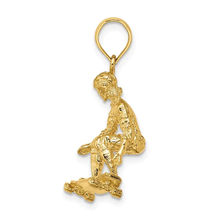 Goldia Charm Necklaces 14k Yellow Gold 3D Skateboarder Charm