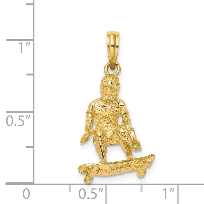 Goldia Charm Necklaces 14k Yellow Gold 3D Skateboarder Charm