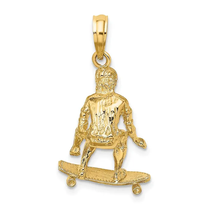 Goldia Charm Necklaces 14k Yellow Gold 3D Skateboarder Charm