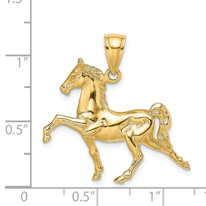 Goldia Charm Necklaces 14k Yellow Gold 3D Tennessee Walking Horse Charm