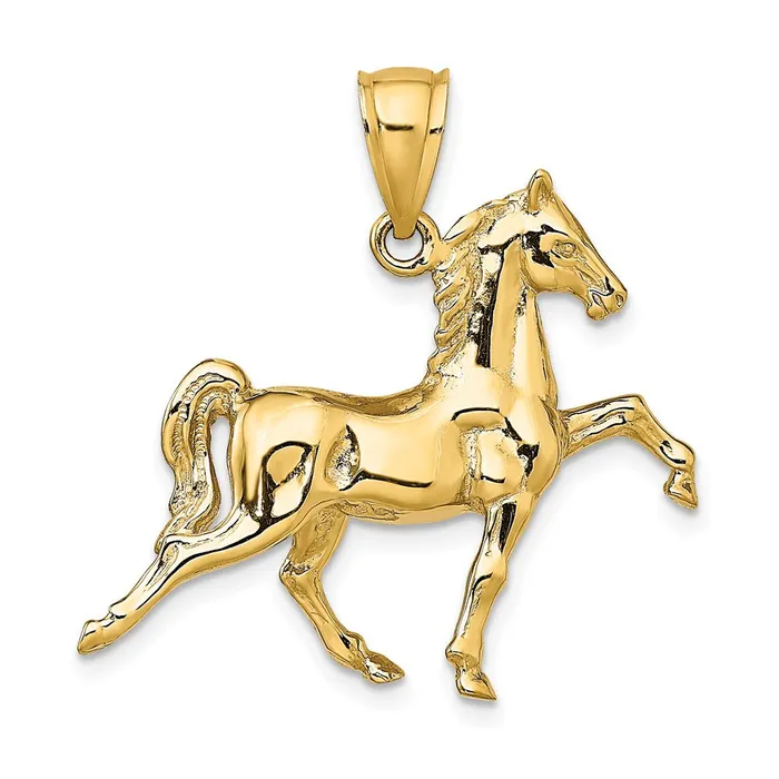 Goldia Charm Necklaces 14k Yellow Gold 3D Tennessee Walking Horse Charm