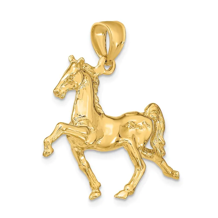Goldia Charm Necklaces 14k Yellow Gold 3D Tennessee Walking Horse Charm