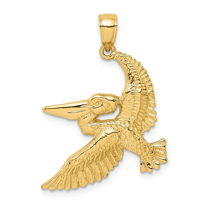 Goldia Charm Necklaces 14k Yellow Gold Flying Pelican Charm
