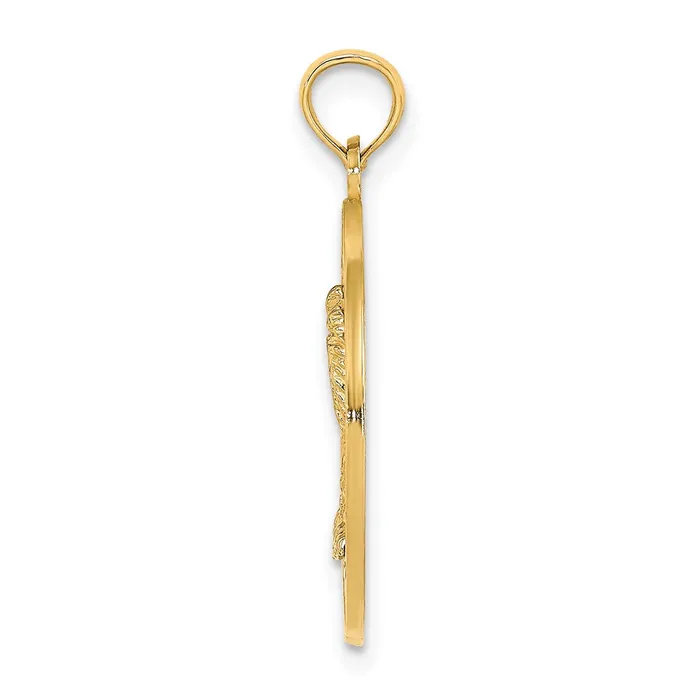 Goldia Charm Necklaces 14k Yellow Gold KEY WEST wPalm Tree Circle Charm