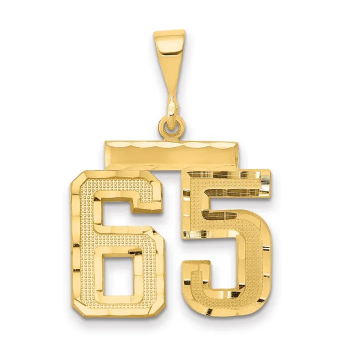 Goldia Charm Necklaces 14k Yellow Gold Medium Diamondcut Number 65 Charm