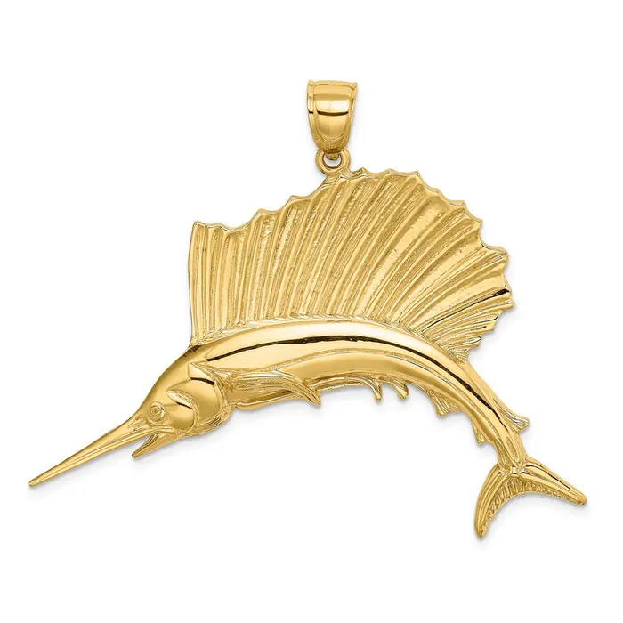 Goldia Charm Necklaces 14k Yellow Gold Polished Sailfish Charm