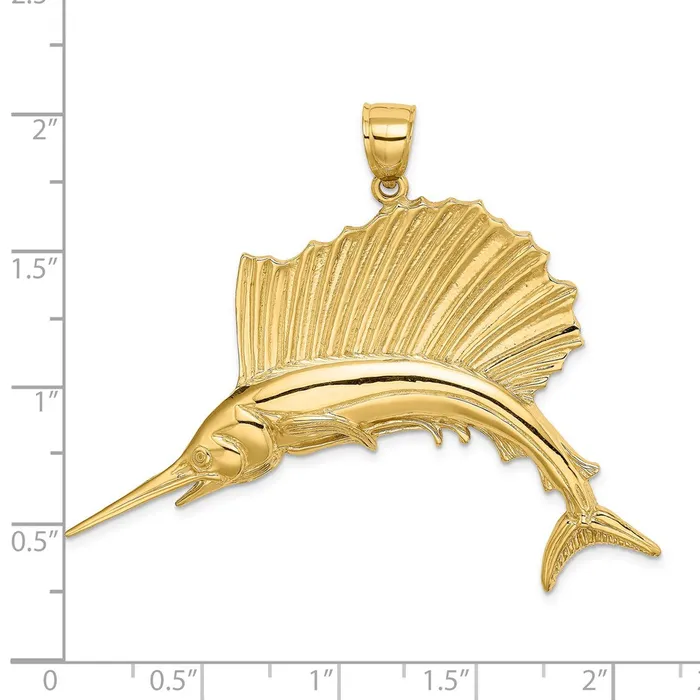 Goldia Charm Necklaces 14k Yellow Gold Polished Sailfish Charm