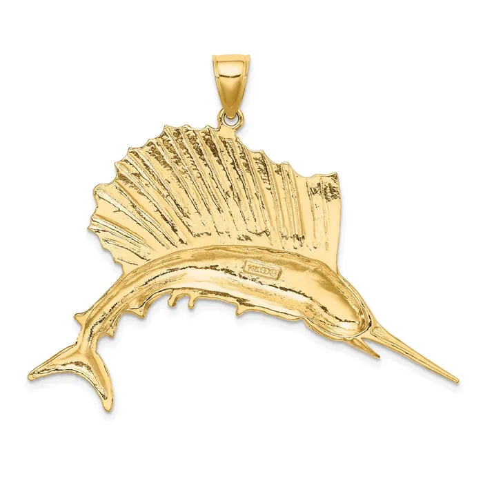 Goldia Charm Necklaces 14k Yellow Gold Polished Sailfish Charm