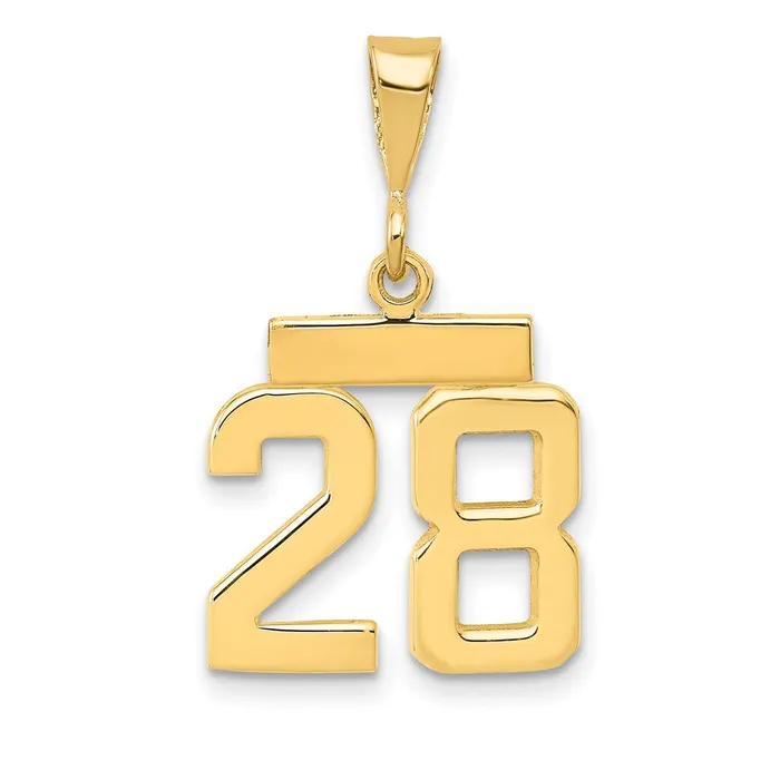 Goldia Charm Necklaces 14k Yellow Gold Small Polished Number 28 Charm