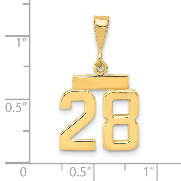 Goldia Charm Necklaces 14k Yellow Gold Small Polished Number 28 Charm