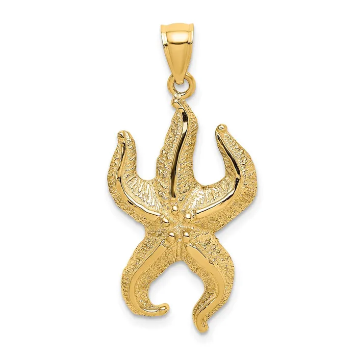 Goldia Charm Necklaces 14k Yellow Gold Textured Starfish Charm