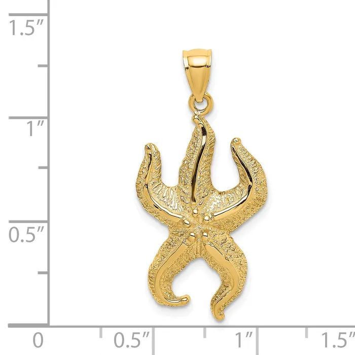Goldia Charm Necklaces 14k Yellow Gold Textured Starfish Charm