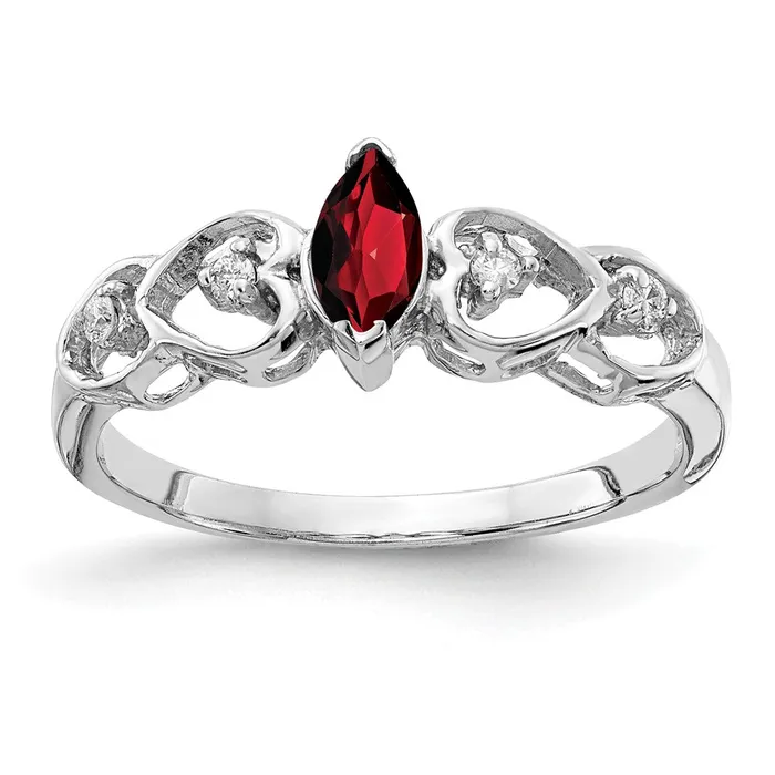 Goldiacom 14k White Gold 6x3mm Marquise Garnet AA Real Diamond ring Rings Goldiacom 14k White Gold 6x3mm Marquise Garnet AA Real Diamond ring Rings