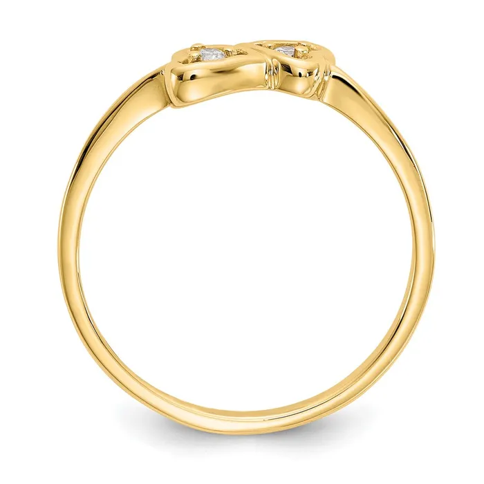 Goldiacom 14K Yellow Gold AAA Real Diamond heart ring Rings