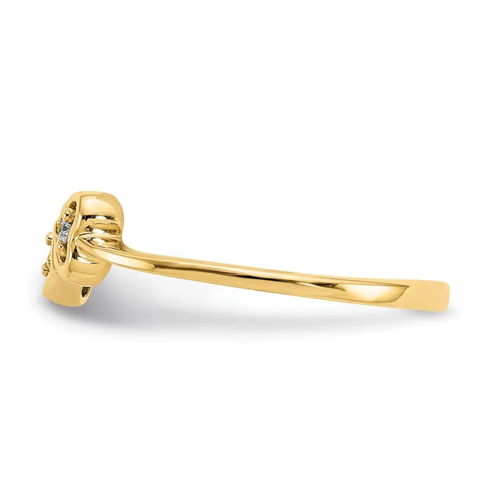 Goldiacom 14K Yellow Gold AAA Real Diamond heart ring Rings