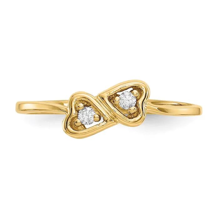 Goldiacom 14K Yellow Gold AAA Real Diamond heart ring Rings