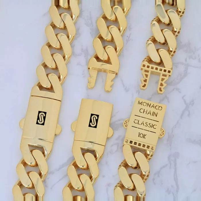 Goldiacom Necklaces 10k Yellow Gold Royal Monaco Miami Cuban Link Curb 20mm Mens Chain Necklace 26